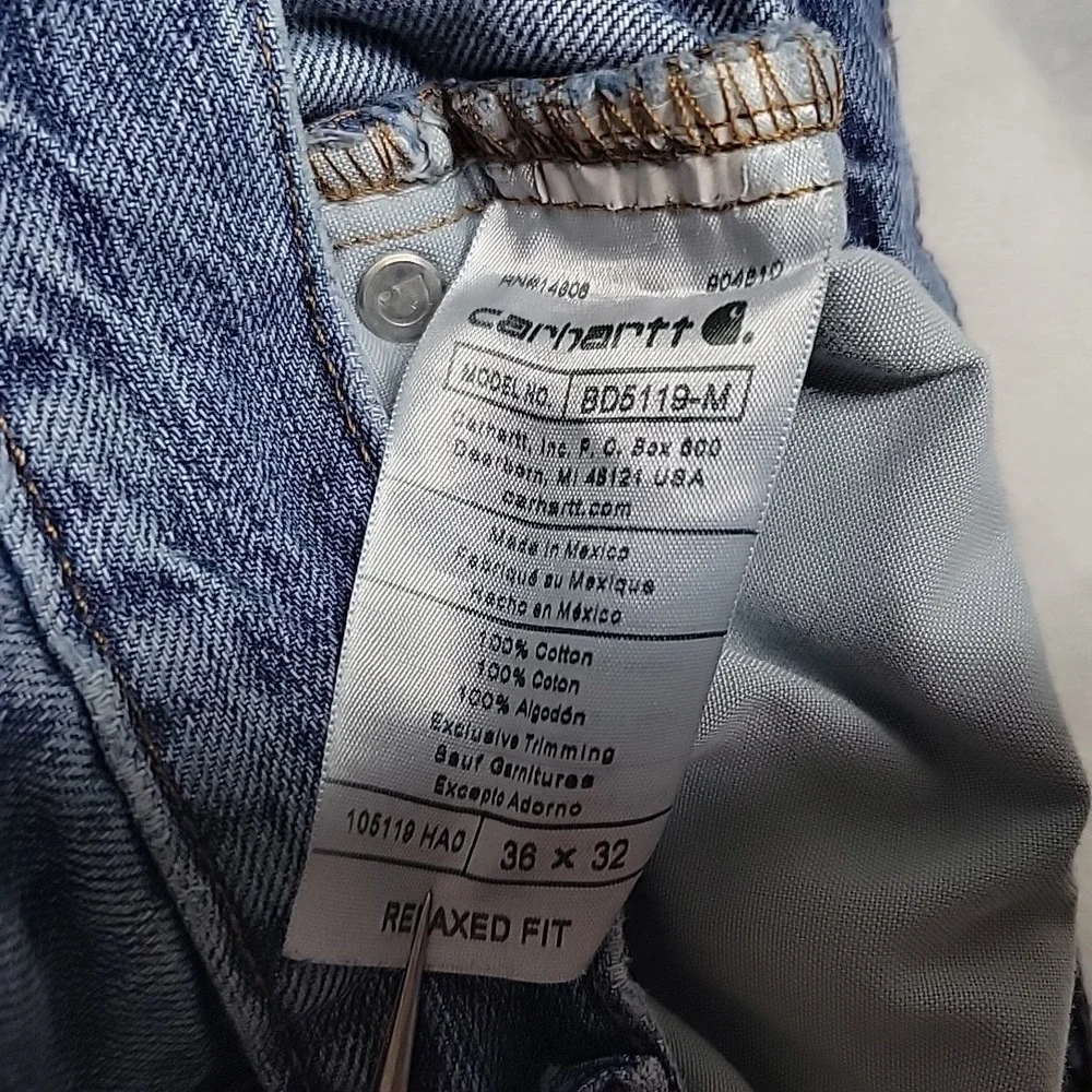 Carhartt Jeans Mens 36x32 Blue Relaxed Fit Workwear‎ Denim Pants BD5119-M Work